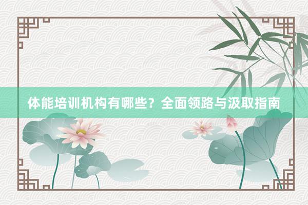 体能培训机构有哪些?全面领路与汲取指南